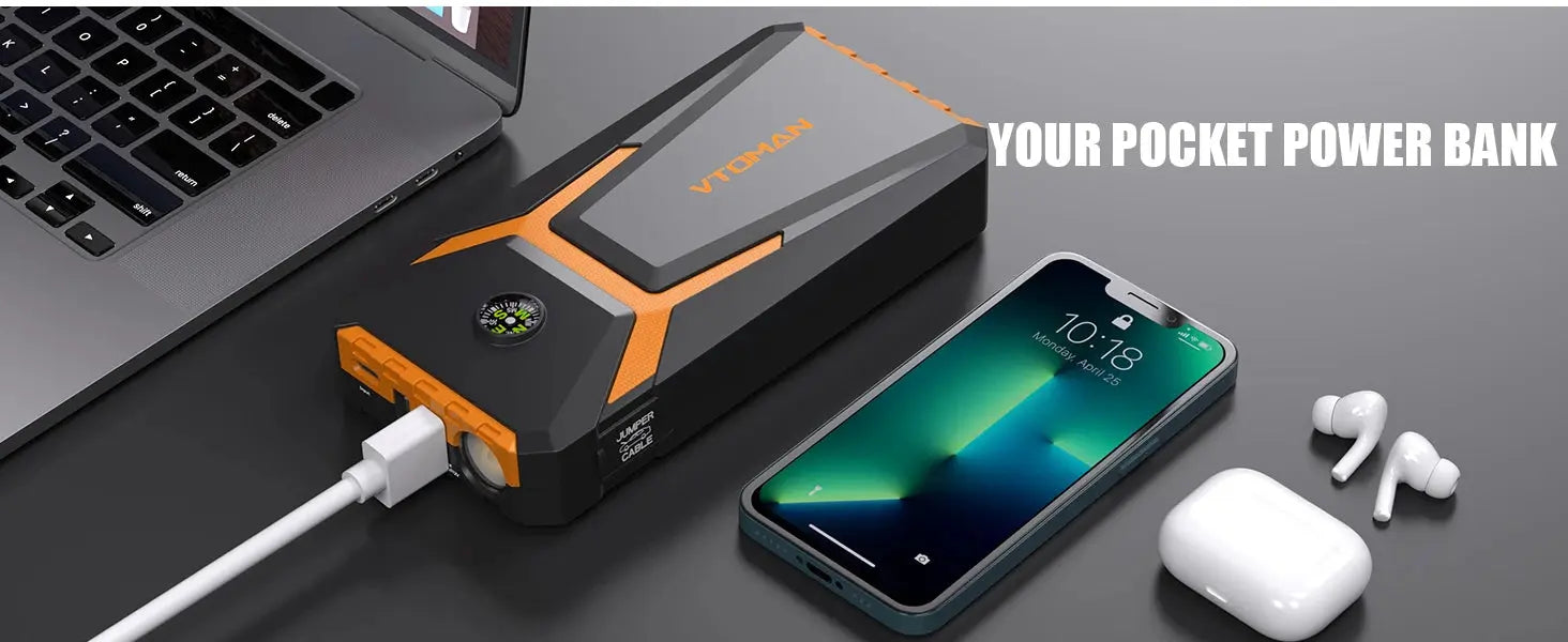 VTOMAN V6 Pro Car Jump Starter Power Bank 2000A Car Battery Charger Auto Emergency Booster Starting Device Jump Starter Gm Service Guy