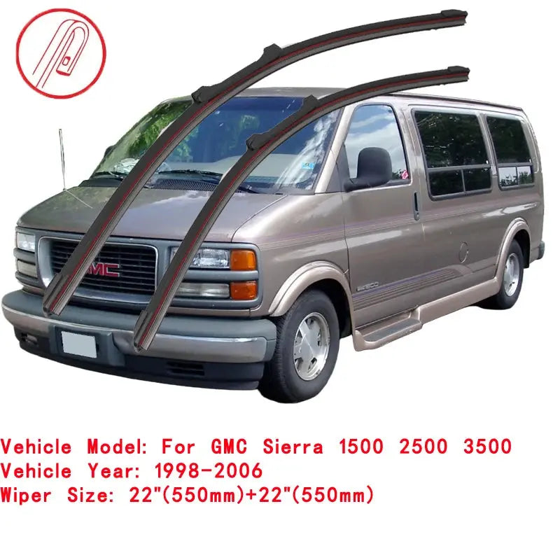 For GMC Sierra 1500 2500 3500 Pick Up 1998 1999 2000 2001 2002 2003 2004 2005 2006 Double Rubber Car Windshield Wiper Blades Gm Service Guy