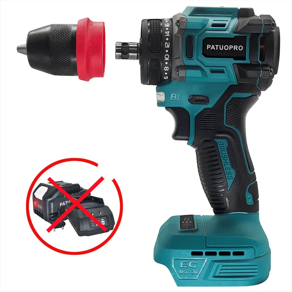 2-in-1 Cordless Brushless Drill Driver 10mm Chuck, Compatible with 18V Li‑Ion Batteries (Battery Not Included) FanzyMarket