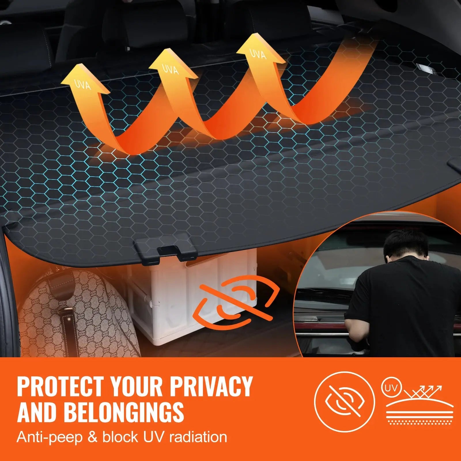 SucceBuy Retractable Cargo Cover Upgraded Waterproof Trunk Cover Security Shield Shade for Mazda CX-5 2017-2024 Rear Trunk Cover Gm Service Guy