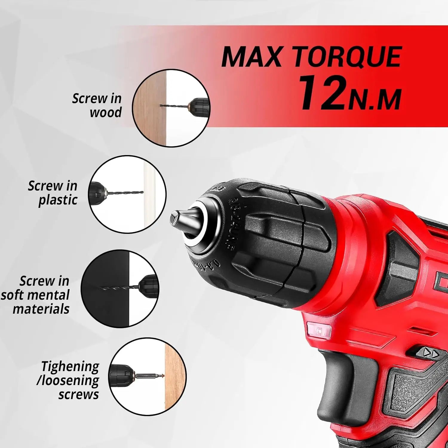 126-Piece 8V Cordless Drill Tool Kit – Lightweight Red Home DIY Set with Drill Bits & Hand Tools FanzyMarket