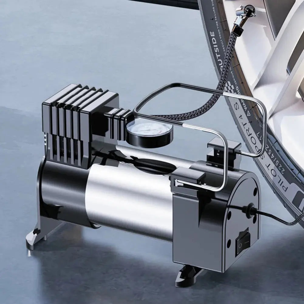 12V Portable Air Compressor with Pressure Gauge Car Tire Pump Cylinder Power System Mini Air Compressor Car Tire Inflatable Pump Gm Service Guy