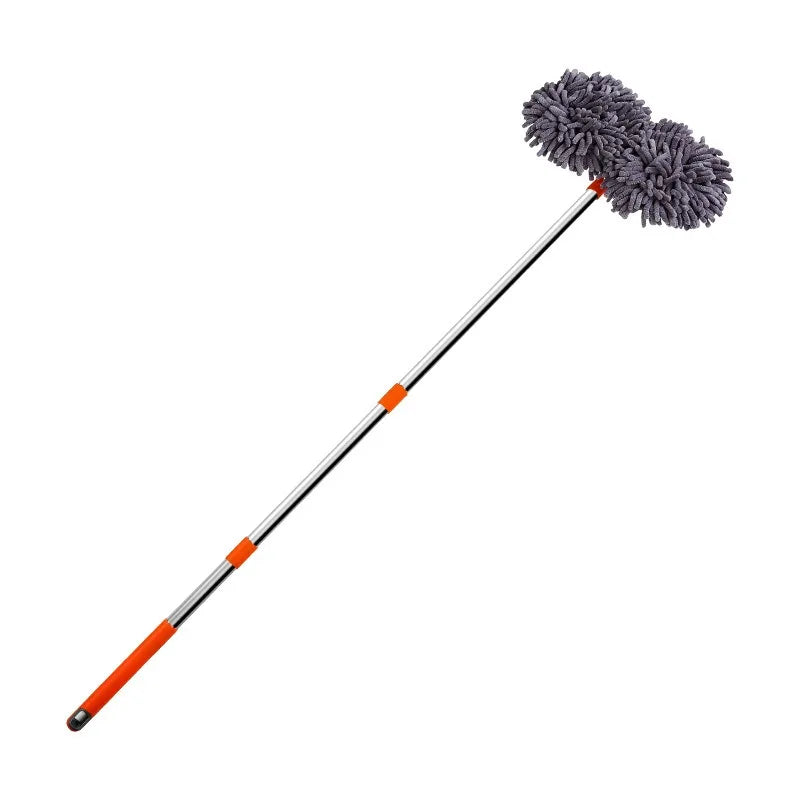 LEIBOO Car Washer Mop Foam Wash Chenille Brush Double Brush Head Roof Window Cleaning Maintenance Three-Section Telescopic Mop Econic Blanks