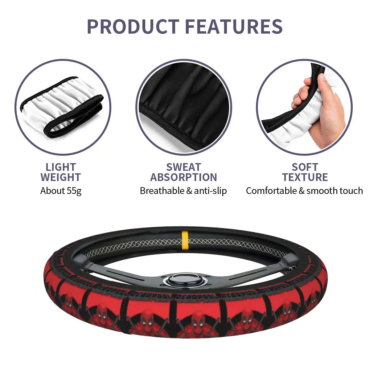 Kawaii Manga Steering Wheel Cover Soft Universal Fit 37-38 cm (14.5-15 in) Car Protector FanzyMarket