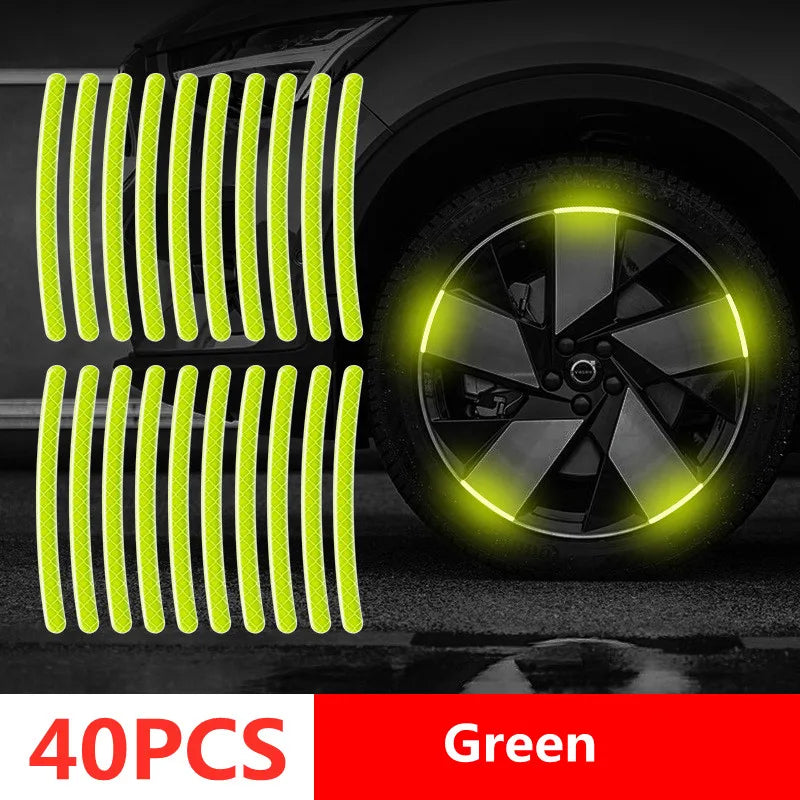 Car Wheel Hub Reflective Stripes Door Handle Safety Warning Sticker Car Rear Warning Tape Automobile Sticker Exterior Accessorie Econic Blanks