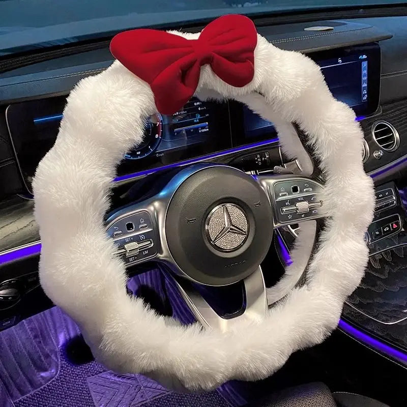 Plush Velvet Steering Wheel Cover – Soft Winter Car Handlebar Cover for Women, Cute High-End Interior Accessory FanzyMarket