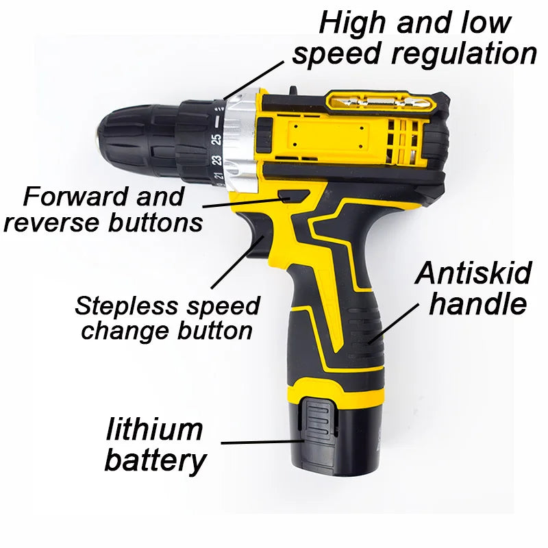12V Cordless Lithium Drill & Screwdriver Kit with Accessory Case - Brushless Handheld Power Tool for Home DIY FanzyMarket