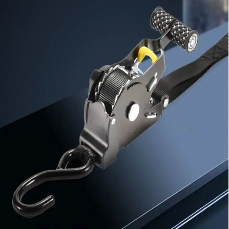 Gm Service Guy auto cargo straps with ratchet tensioner, retractable belts for motorcycles, cars, and load securing.