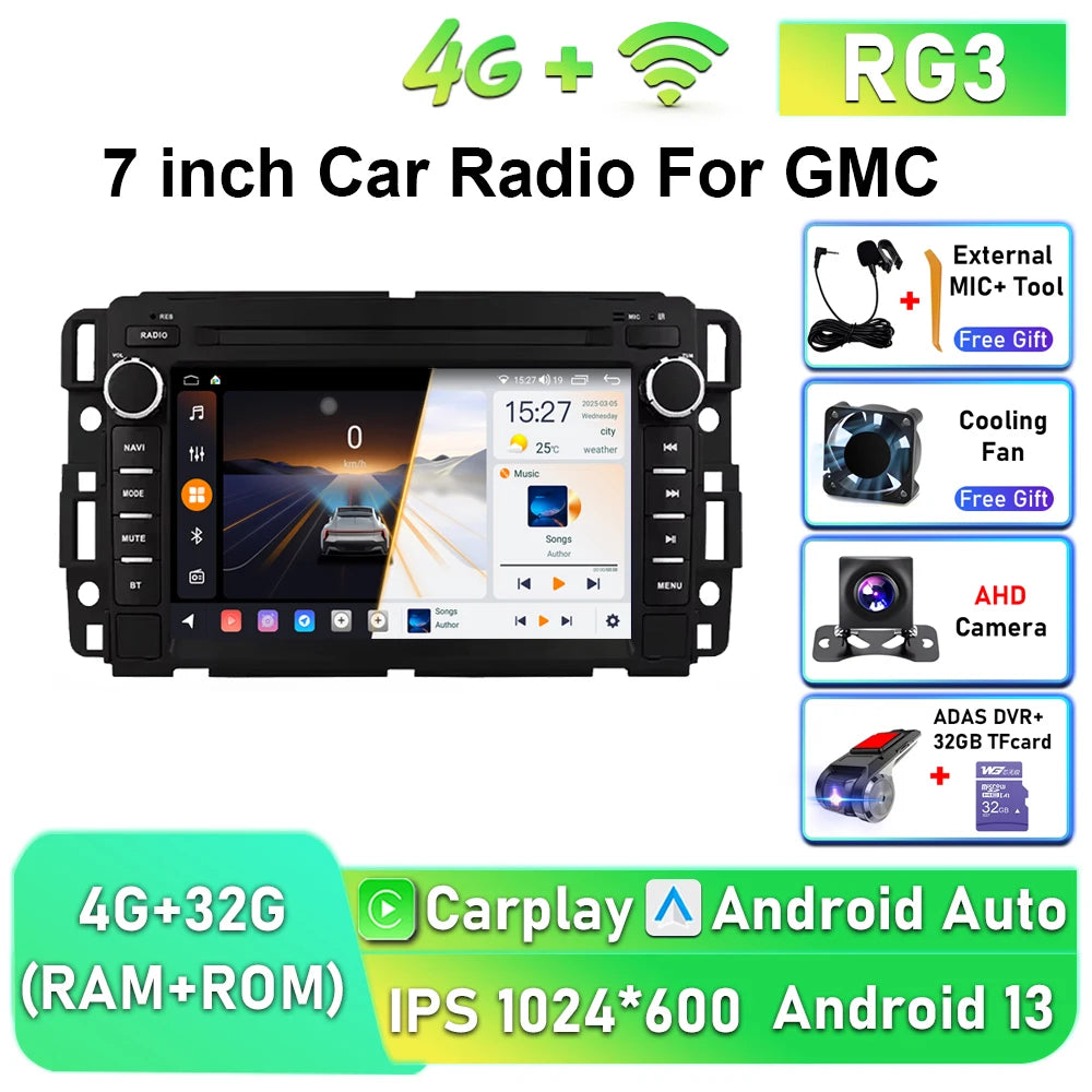7inch Wireless Carplay Android Auto Car Radio For Chevrolet Silverado GMC Sierra Impala Traverse Avalanche Multimedia Player GPS Gm Service Guy