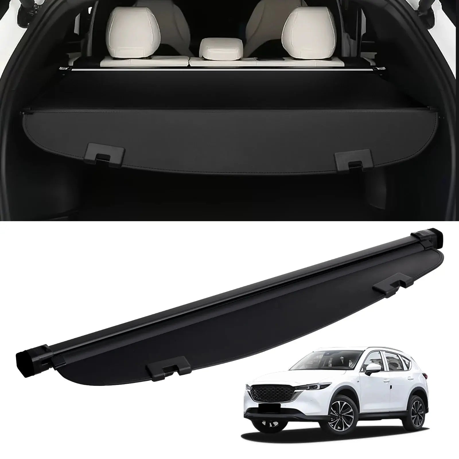 SucceBuy Retractable Cargo Cover Upgraded Waterproof Trunk Cover Security Shield Shade for Mazda CX-5 2017-2024 Rear Trunk Cover Gm Service Guy
