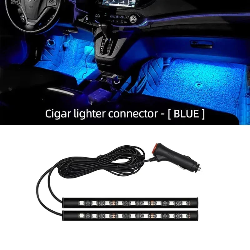 2-in-1 LED Car Neon Foot Light - USB & Cigarette Lighter Interior Ambient Lamp Econic Blanks