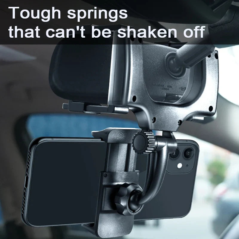 SEAMETAL Rearview Mirror Phone Holder for Car Free Rotation Adjustment Phone Mount Stable Gripper Smartphone Navigation Bracket Econic Blanks