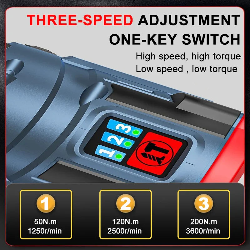 Brushless Cordless Impact Driver 16.8V 200 N·m (147.5 lb·ft) Electric Drill Screwdriver for Home DIY FanzyMarket