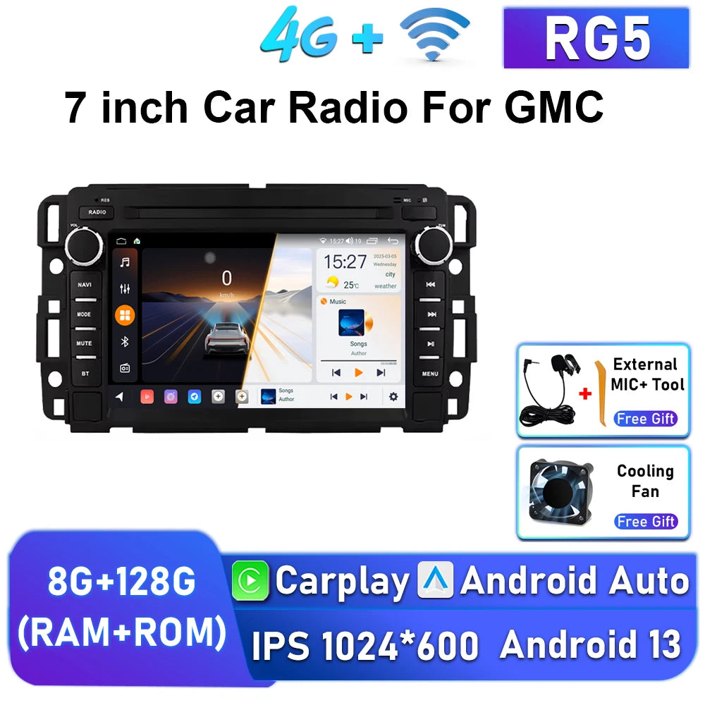 7inch Wireless Carplay Android Auto Car Radio For Chevrolet Silverado GMC Sierra Impala Traverse Avalanche Multimedia Player GPS Gm Service Guy