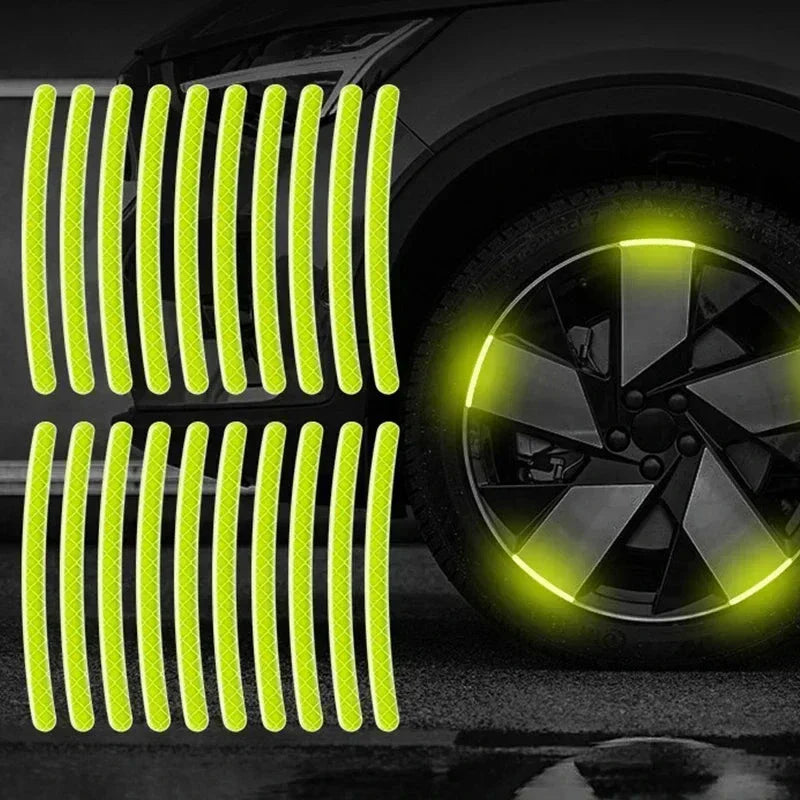 Car Wheel Hub Reflective Stripes Stickers – Night Safety Tire Rim Decals, Waterproof Warning Tape for Vehicle Decoration Econic Blanks