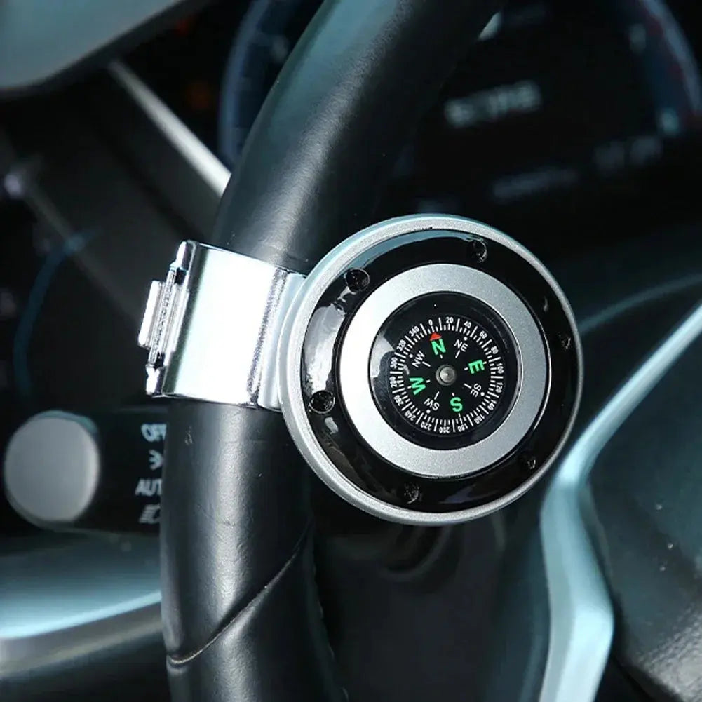 Steering Wheel Spinner Knob with Compass Universal 360 Degree Rotation Metal Power Handle Ball Booster for Car Vehicle Auto Gm Service Guy