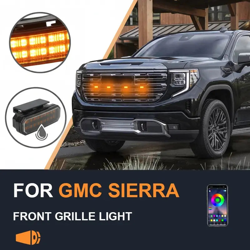 FOR GMC Sierra Specialized center grid small yellow light Front Grille Lights LED Decorative Warning Light Pickup 12V ﻿ Gm Service Guy