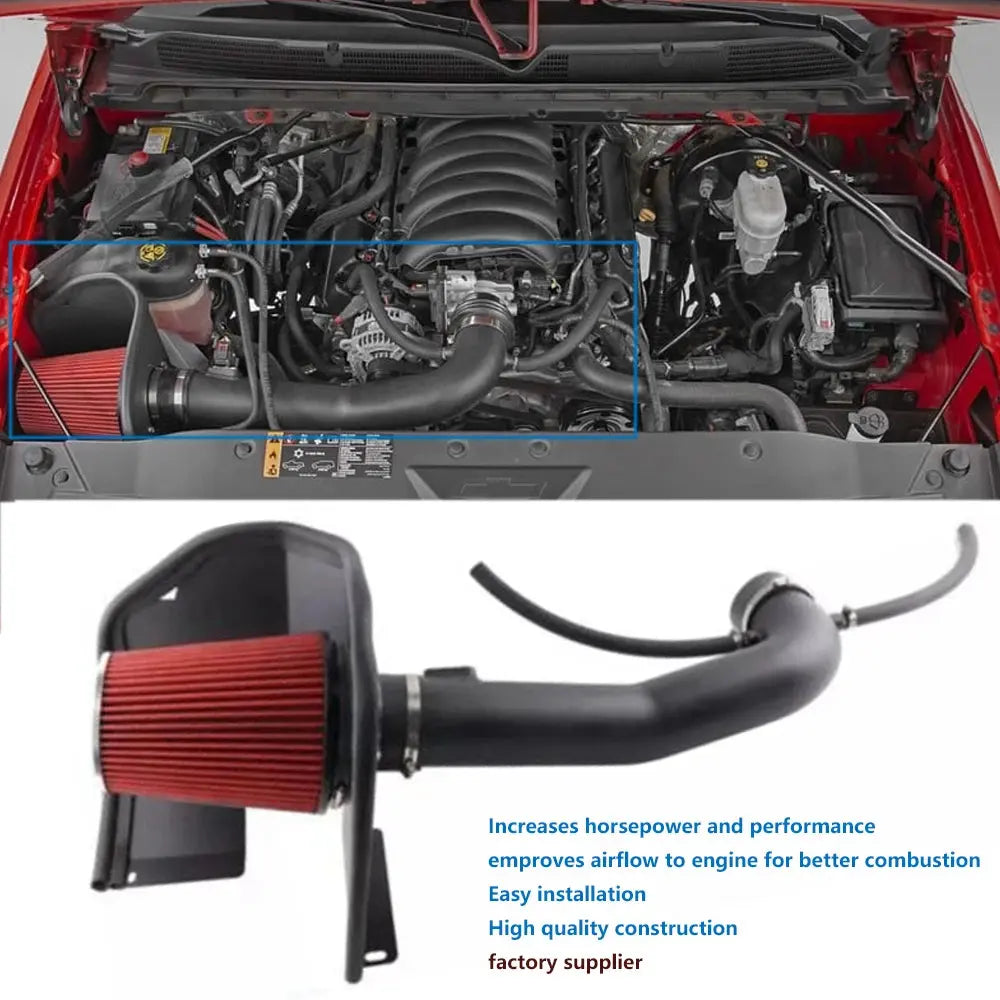 For Silverado 2014-18 Chevy GMC Sierra 1500 5.3L 6.2L V8 engine parts Red Filter Cold Air Intake Kit Gm Service Guy