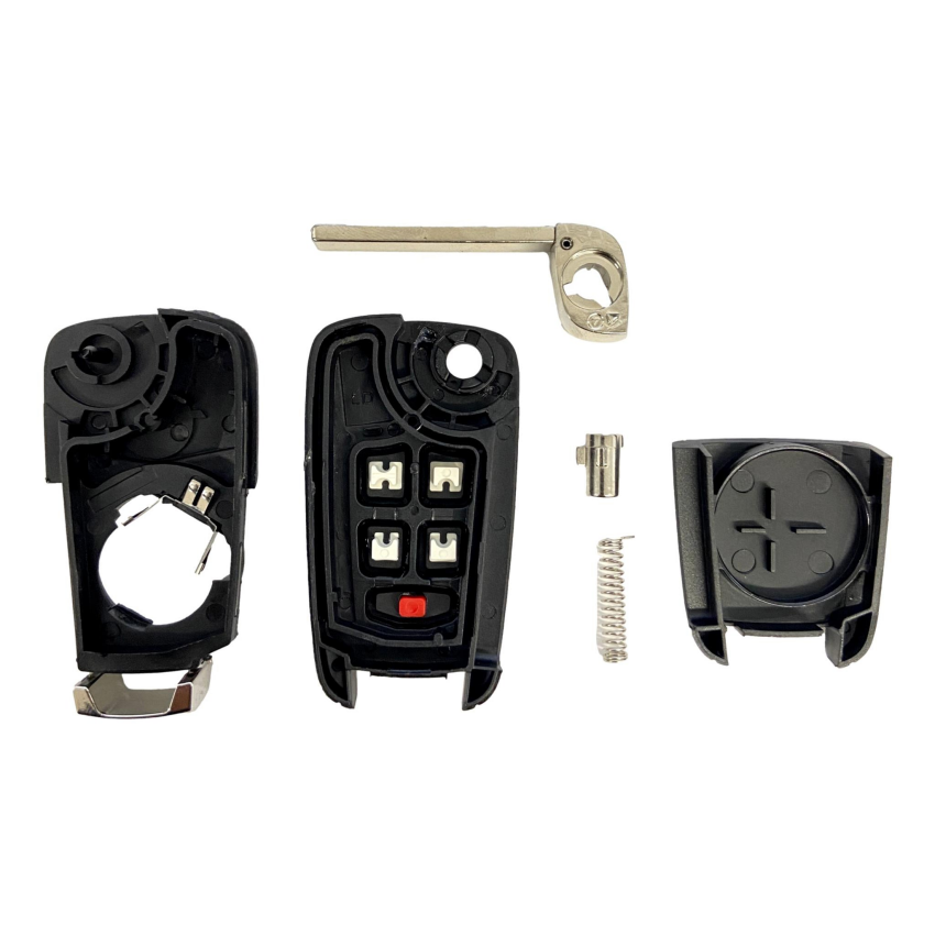 Best Key Supply Chevrolet Volt 5 Button Flip Key Shell Replacement For 22923867 / 22755323 / 22755321, close-up detail