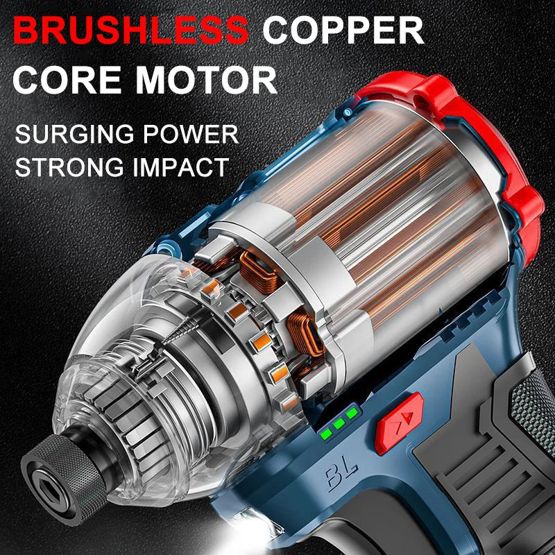 Brushless Cordless Impact Driver 16.8V 200 N·m (147.5 lb·ft) Electric Drill Screwdriver for Home DIY FanzyMarket