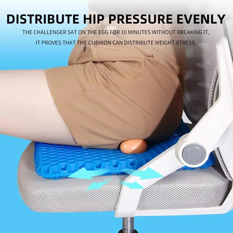 Breathable Gel Seat Cushion – Honeycomb Design for Tailbone & Back Pain Relief, Home Office & Car Use Econic Blanks