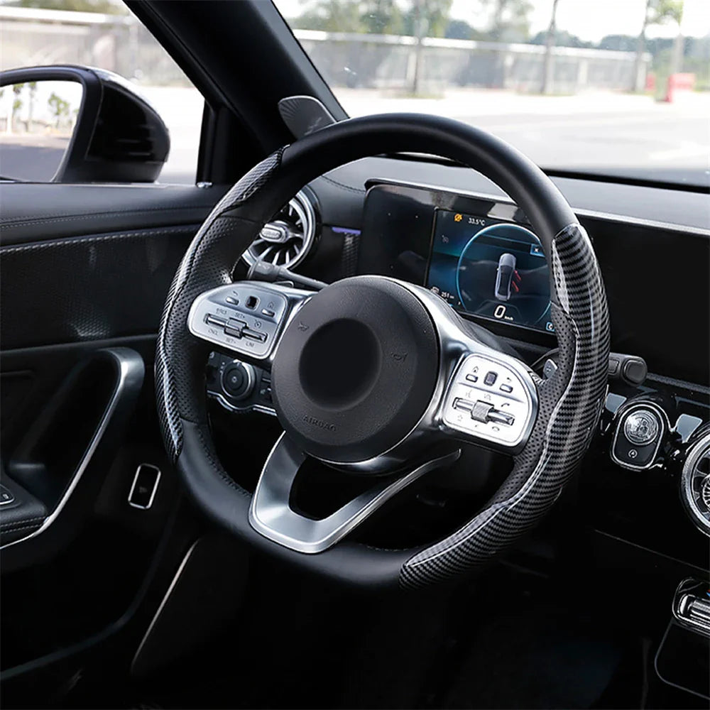 Carbon Fiber 2-Pack Steering Wheel Covers for 37-38 cm (14.6-15.0 in) Wheels – Non-Slip Washable Interior Protector (Left & Right) FanzyMarket