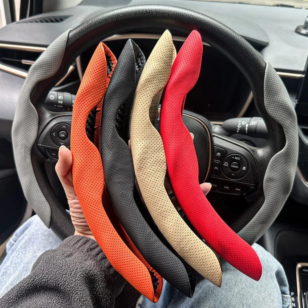 2-Pack Carbon Fiber Silicone Steering Wheel Covers 38 cm (15 in) Anti-Slip Universal Car Interior FanzyMarket