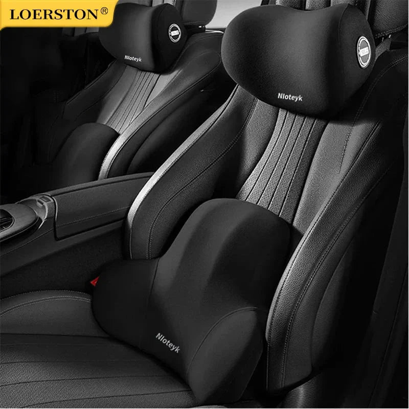 Memory Foam Car Neck and Lumbar Support Cushion – Ergonomic Pillow Set for Comfortable Driving and Posture Relief Econic Blanks