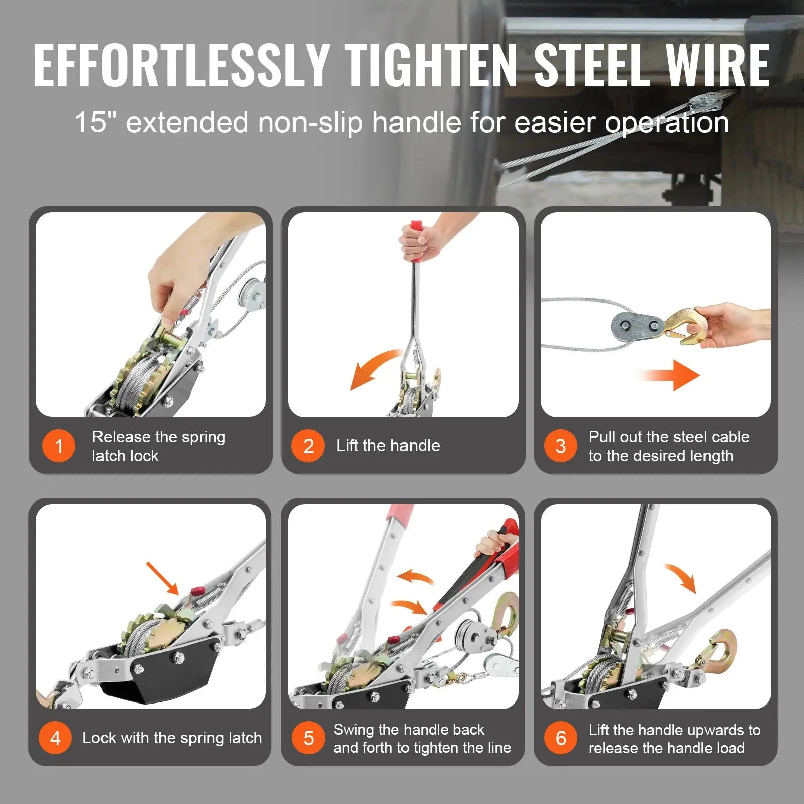 SucceBuy 2/4T Come Along Winch Ratchet Power Puller Tool with Dual Gears & 2 Hooks Automotive Hoist Puller for Vehicle Rescue Gm Service Guy