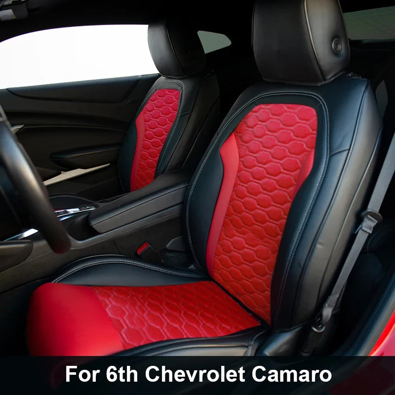 Full set of Chevrolet Camaro car seat covers made from premium artificial leather, designed for 2016-2024 models, by Gm Service Guy.
