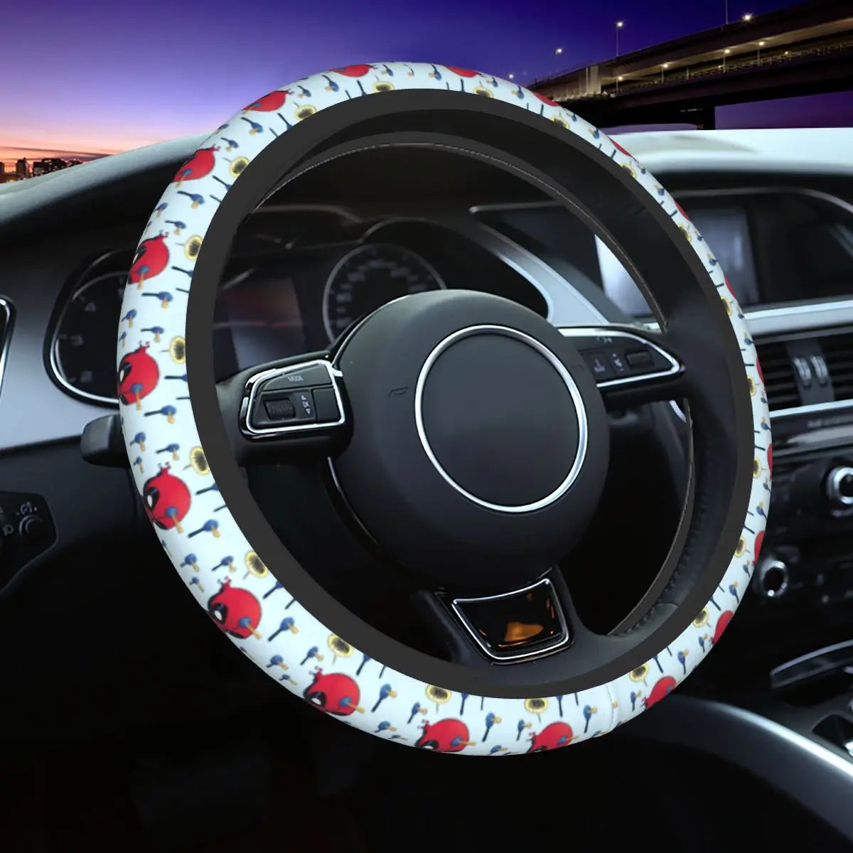 Kawaii Manga Steering Wheel Cover Soft Universal Fit 37-38 cm (14.5-15 in) Car Protector FanzyMarket