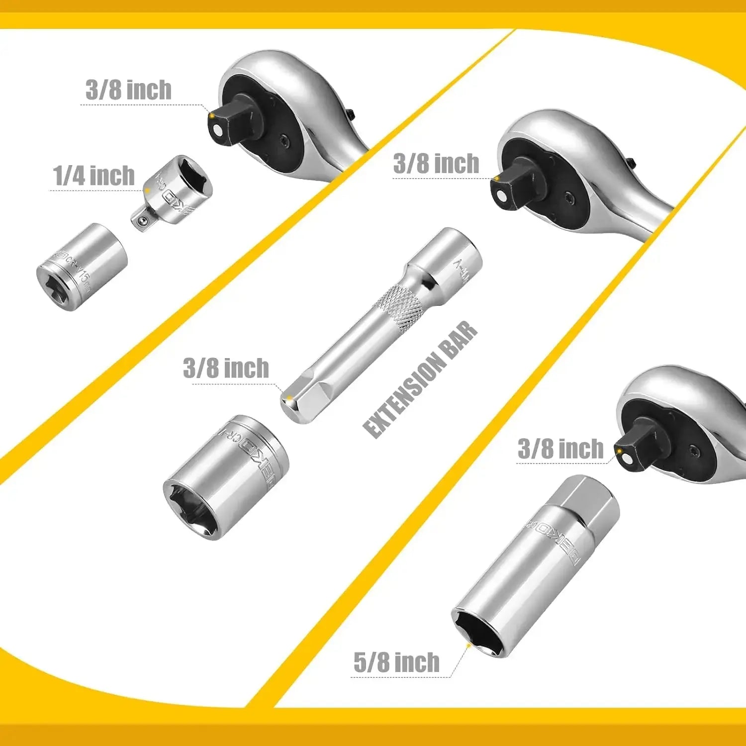 DEKO DKSE85 85-Piece 1/4" and 3/8" Drive Socket Wrench Set with Spinner Handle,Screwdriver Set,for Auto Repairing & Household Gm Service Guy
