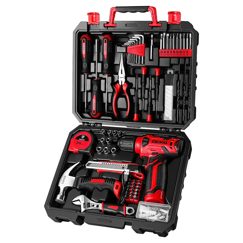 126-Piece 8V Cordless Drill Tool Kit – Lightweight Red Home DIY Set with Drill Bits & Hand Tools FanzyMarket