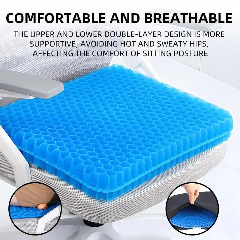 Breathable Gel Seat Cushion – Honeycomb Design for Tailbone & Back Pain Relief, Home Office & Car Use Econic Blanks