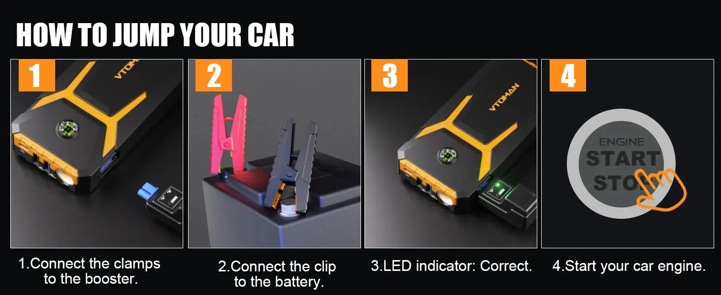 VTOMAN V6 Pro Car Jump Starter Power Bank 2000A Car Battery Charger Auto Emergency Booster Starting Device Jump Starter Gm Service Guy