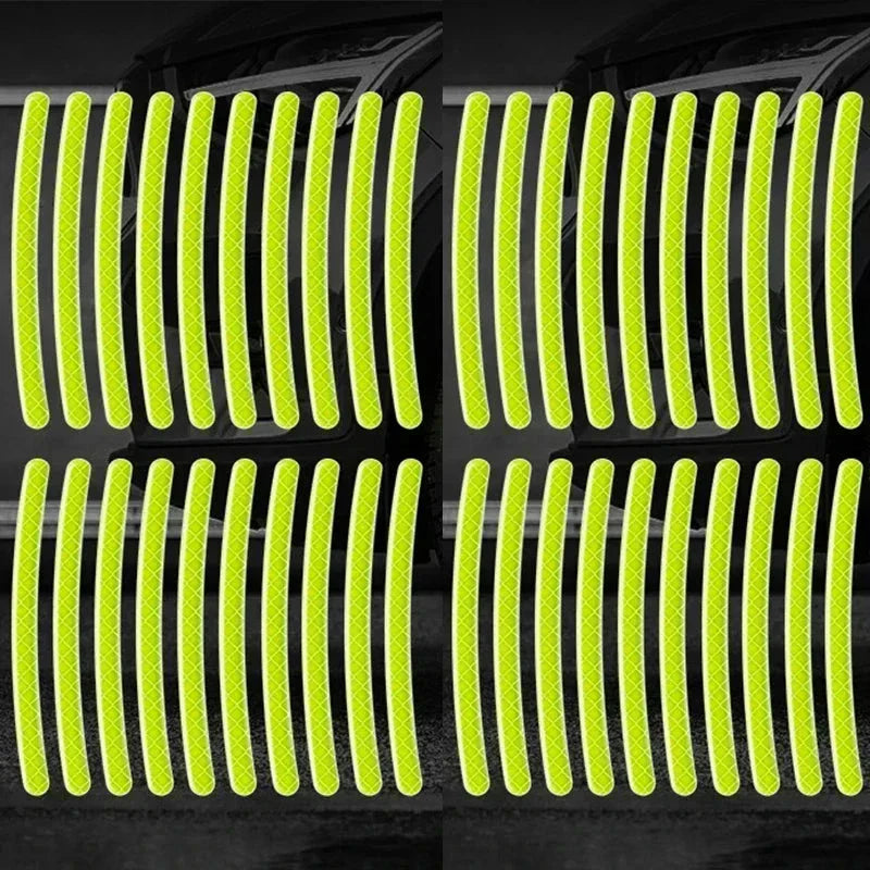 Car Wheel Hub Reflective Stripes Stickers – Night Safety Tire Rim Decals, Waterproof Warning Tape for Vehicle Decoration Econic Blanks