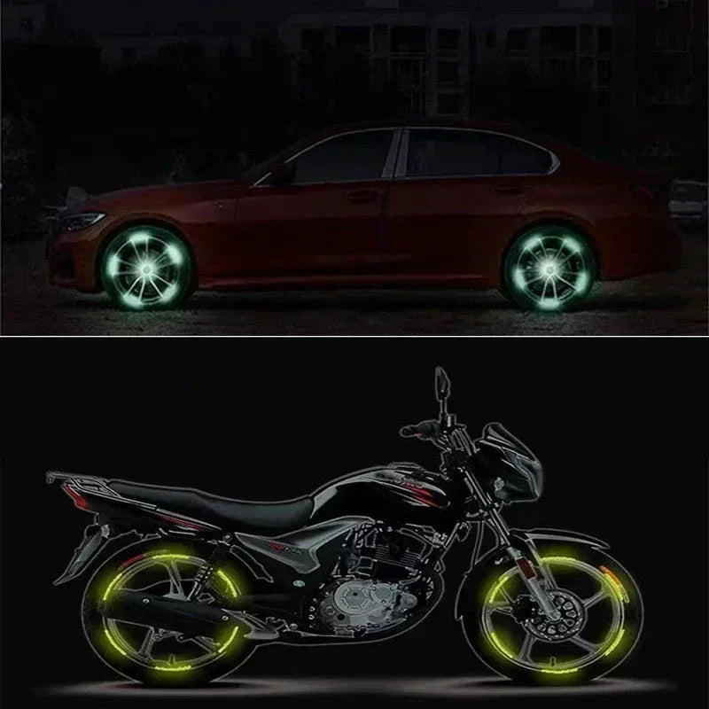 Car Wheel Hub Reflective Stripes Stickers – Night Safety Tire Rim Decals, Waterproof Warning Tape for Vehicle Decoration Econic Blanks
