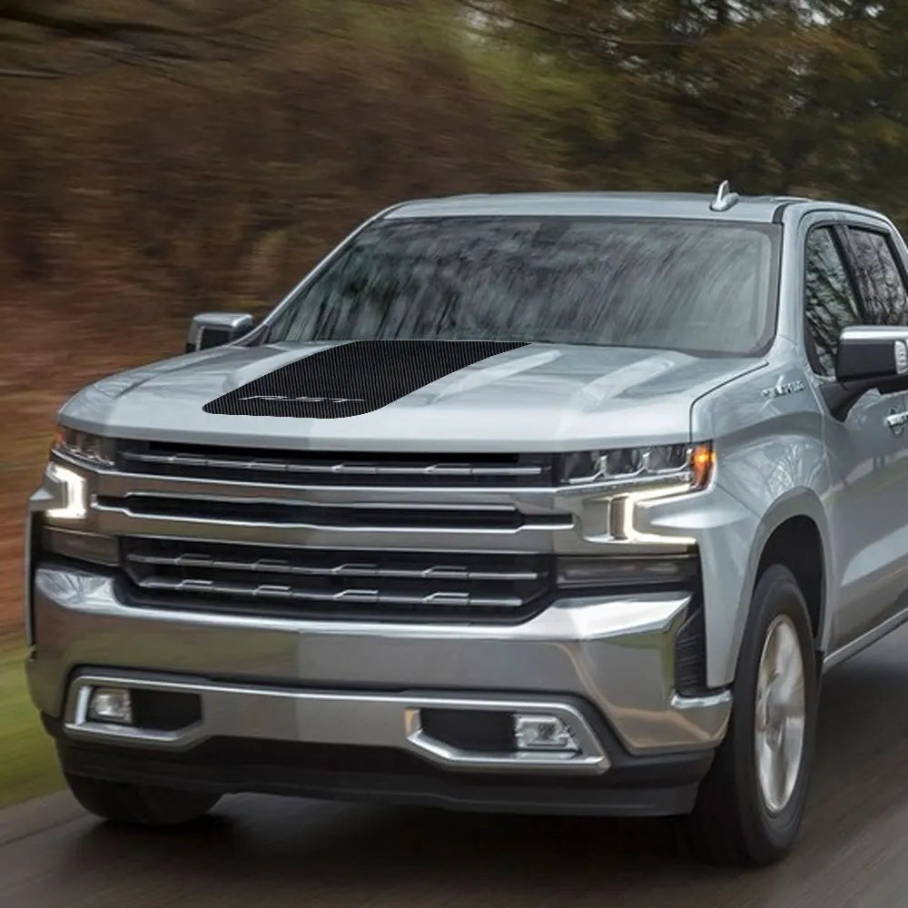 Chevrolet Silverado RST hood decal vinyl truck sticker with motor decor design by Quality Prints USA