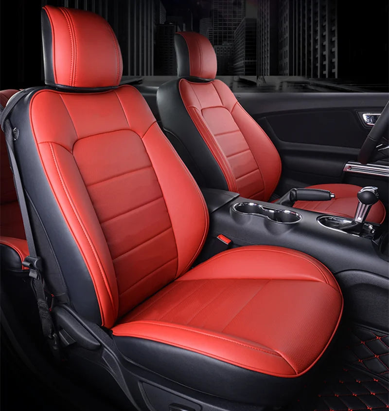 Custom fit Chevrolet Camaro 6th gen car seat covers in premium artificial leather, designed for 2016-2024 models.