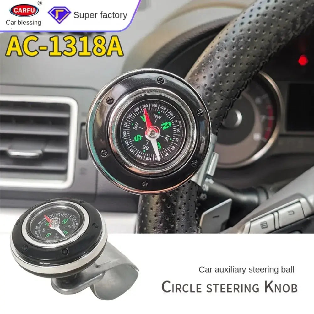 Steering Wheel Spinner Knob with Compass 360-degree Power Handle Ball Booster for Car Vehicle Steering Wheel Auto Gm Service Guy