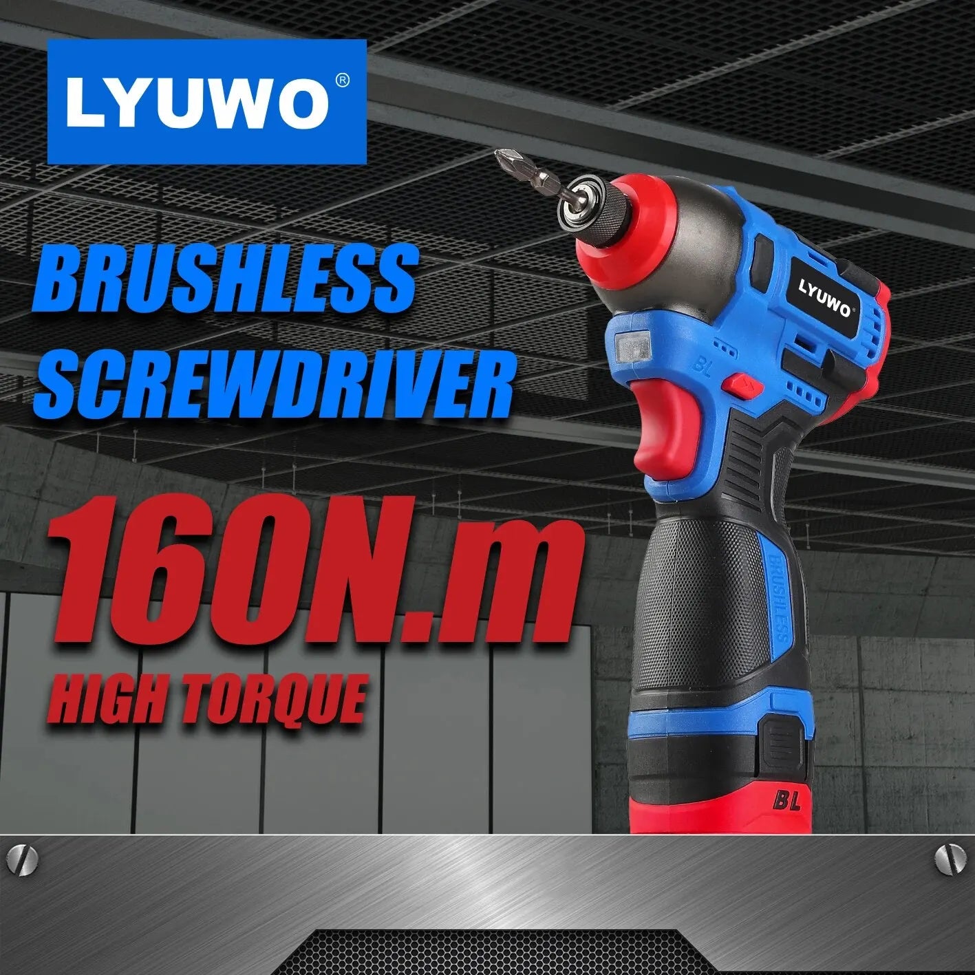 Brushless 16.8V Cordless Electric Screwdriver, 160 Nm Torque Impact Drill, Multi-Function FanzyMarket