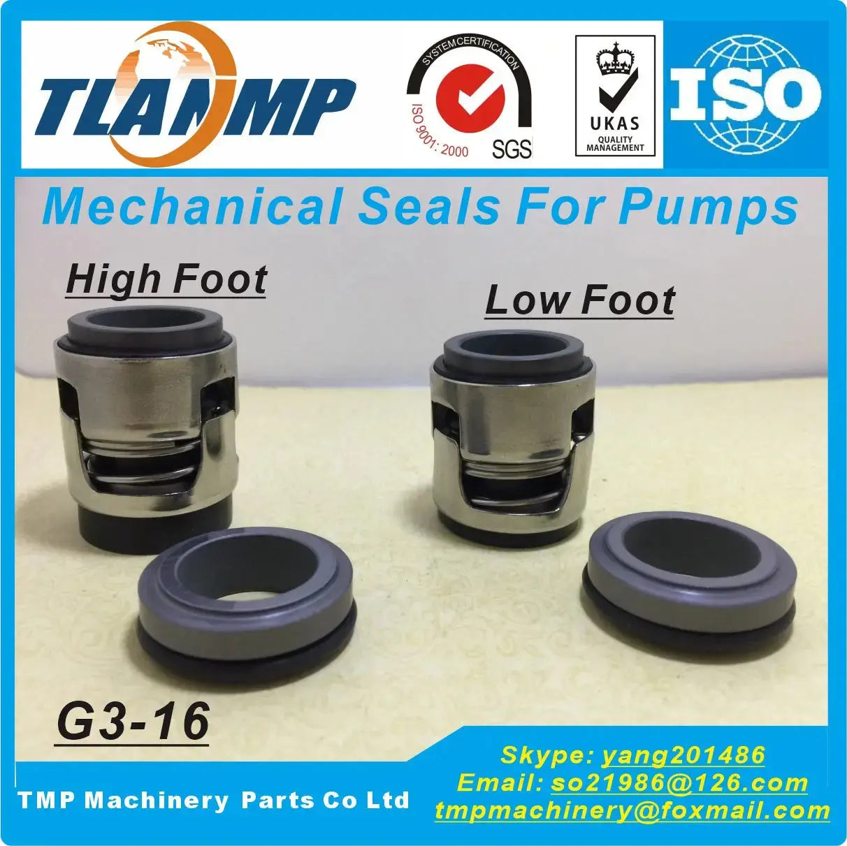G3-16 , G03-16 , G3-16H , G3-16L ,CHI-16 (High/Low Foot) Mechanical Seals Shaft 16mm For CH,CHI,CHE,CRK,SPK,TP Pumps P/N 425763 Gm Service Guy