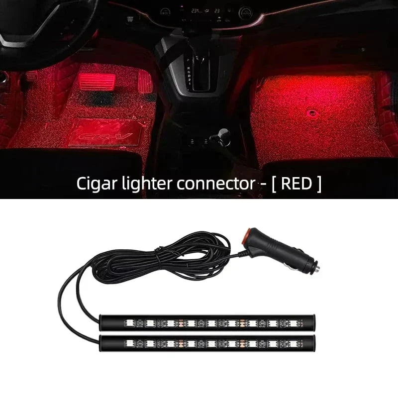 2-in-1 LED Car Neon Foot Light - USB & Cigarette Lighter Interior Ambient Lamp Econic Blanks