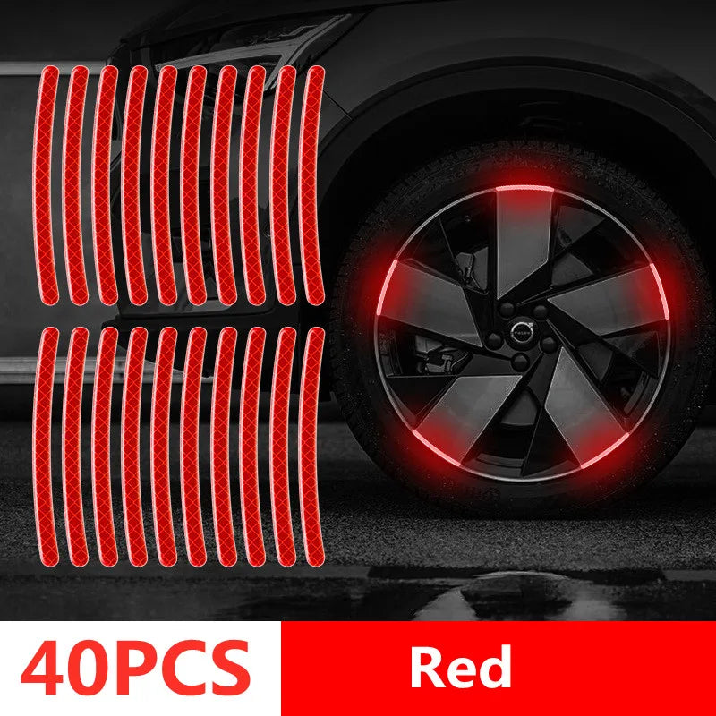 Car Wheel Hub Reflective Stripes Door Handle Safety Warning Sticker Car Rear Warning Tape Automobile Sticker Exterior Accessorie Econic Blanks