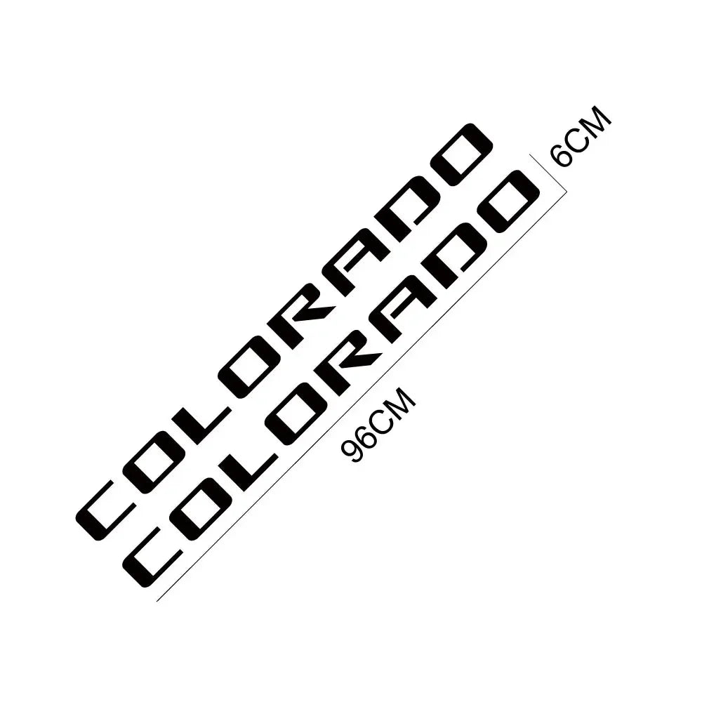 Two-piece Chevrolet Colorado rear trunk side decal in black vinyl, vehicle decal graphic for pickup trucks by Quality Prints USA