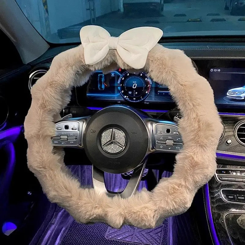 Plush Velvet Steering Wheel Cover – Soft Winter Car Handlebar Cover for Women, Cute High-End Interior Accessory FanzyMarket