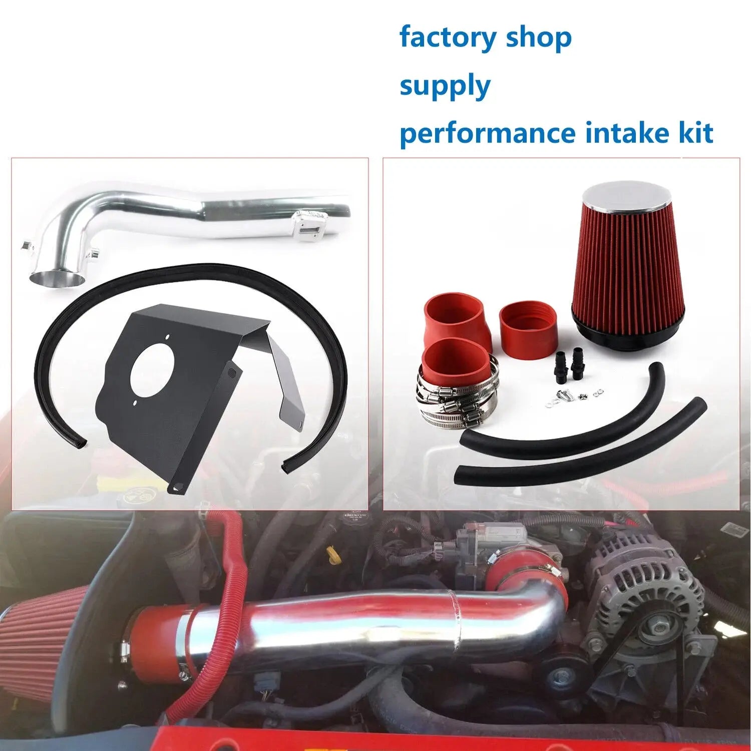 For Silverado 2014-18 Chevy GMC Sierra 1500 5.3L 6.2L V8 engine parts Red Filter Cold Air Intake Kit Gm Service Guy