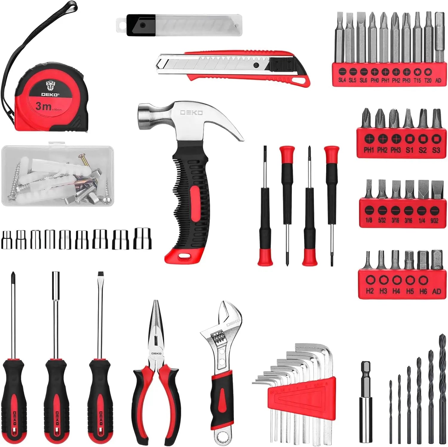 126-Piece 8V Cordless Drill Tool Kit – Lightweight Red Home DIY Set with Drill Bits & Hand Tools FanzyMarket