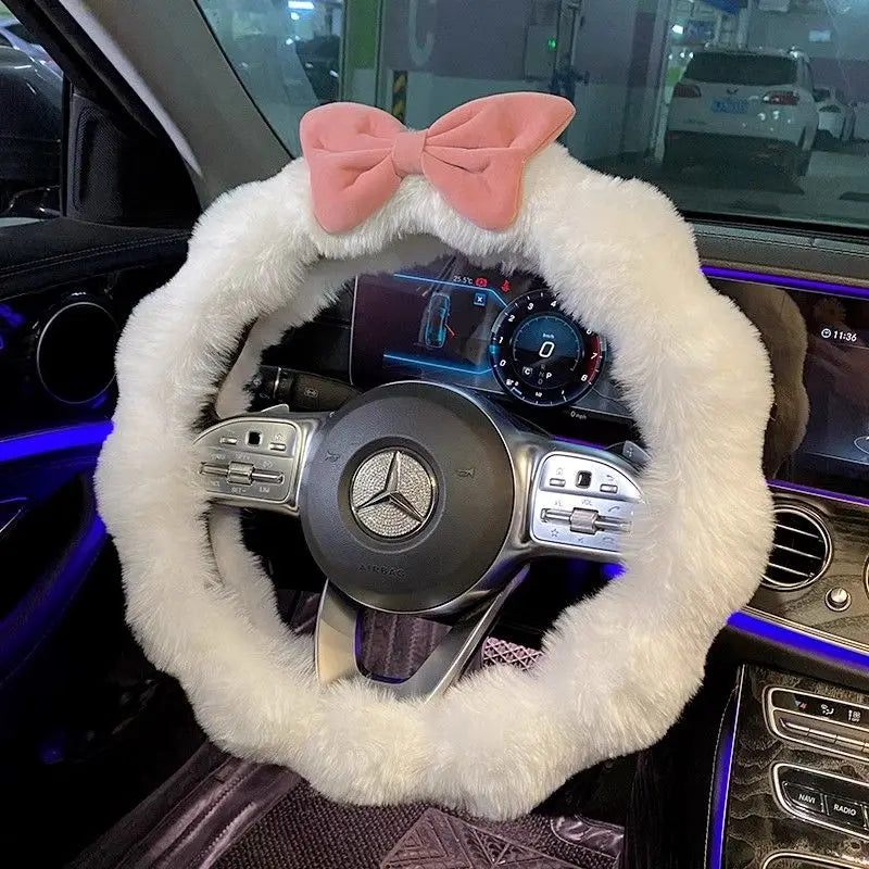 Plush Velvet Steering Wheel Cover – Soft Winter Car Handlebar Cover for Women, Cute High-End Interior Accessory FanzyMarket