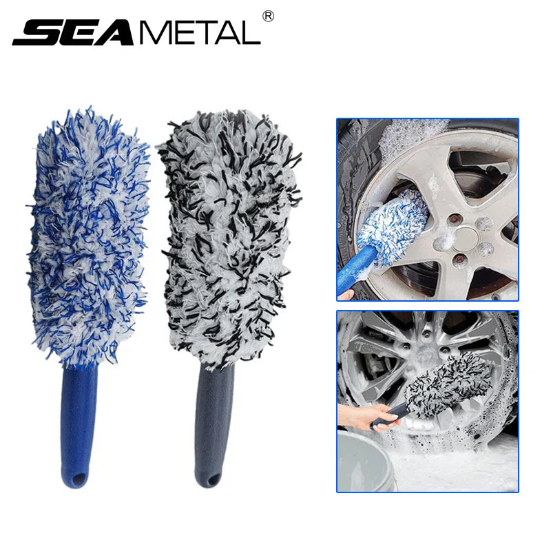 SEAMETAL Car Wheel Tire Rim Cleaning Brush Portable Plush Car Wheel Hub Brush Washing Tool Car Detailing Care Dust Removal Brush Econic Blanks